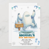Yeti Birthday party Invitation (Devant / Derrière)