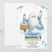 Yeti Birthday party Invitation Kaart (Voorkant / Achterkant)