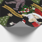 Yeti en Bigfoot Kerstmis Cadeaupapier (Hoek)