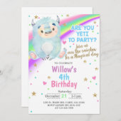 Yeti invitation d'anniversaire fille d'hiver, invi (Devant / Derrière)