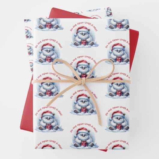 Yeti met cadeau – niet openen inpakpapier vel (In situ)