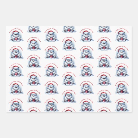 Yeti met cadeau – niet openen inpakpapier vel (Voorkant)