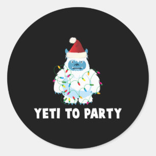 Yeti naar feestje voor Yeti Ronde Sticker