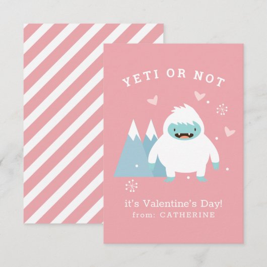 Yeti of niet Classroom Valentijn Notitiekaartje (Voorkant / Achterkant)