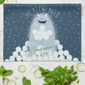Yeti of niet, kersttijd is hier Kerstmis Theedoek