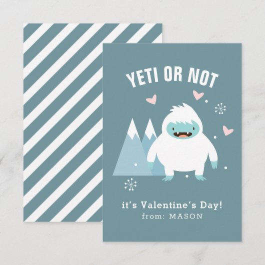 "Yeti or not" Classroom Valentijn Notitiekaartje (Voorkant / Achterkant)