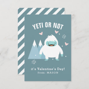 "Yeti or not" Classroom Valentijn Notitiekaartje