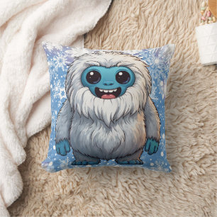 Yeti Staande Schattigee Kawaii Sneeuwvlokken Kussen