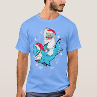 Yeti to party Shark Santa Hat Kerstmis Pajama Xma T-shirt