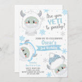 Yeti winterjongen verjaardagsuitnodiging, Yeti uit Kaart (Voorkant / Achterkant)