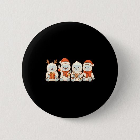 Yetis Kids Boys Girls Christmas Yetis Ronde Button 5,7 Cm (Voorkant)
