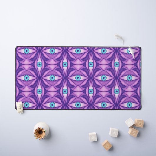 Yeux bleus dans un feuillage pourpre Art botanique (Tableau pour enfants)