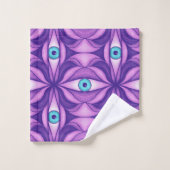 Yeux bleus dans un feuillage pourpre Art botanique (Gant de toilette)