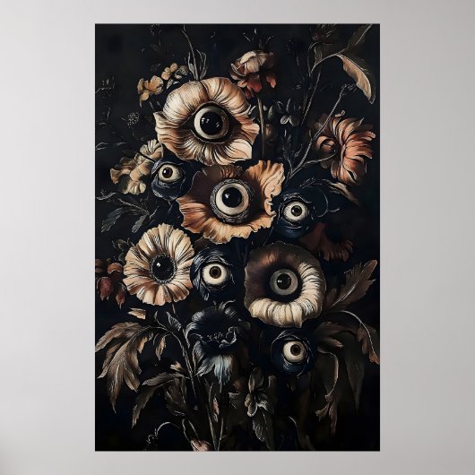 Yeux dans une impression de fleurs sombres et luna (Devant)