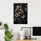 Yeux dans une impression de fleurs sombres et luna (Bureau à domicile)