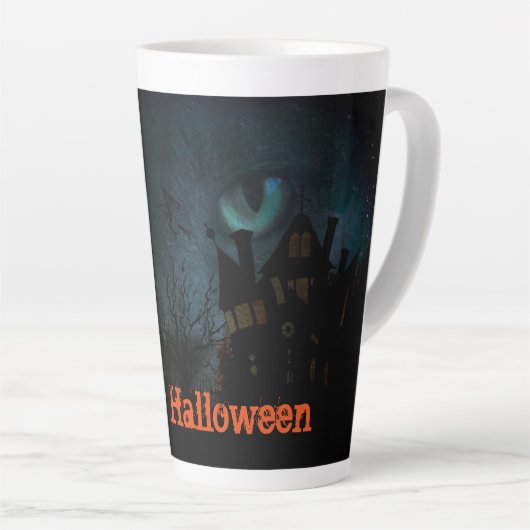 Yeux d'un chat noir Éffrayant Halloween latte Mug (Angle droit)