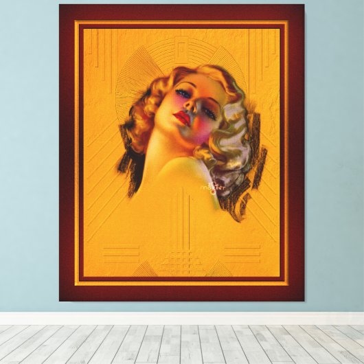 Yeux Envoûtants Portrait Art Déco de Zoe Mozert (Insitu (Plancher de Bois))