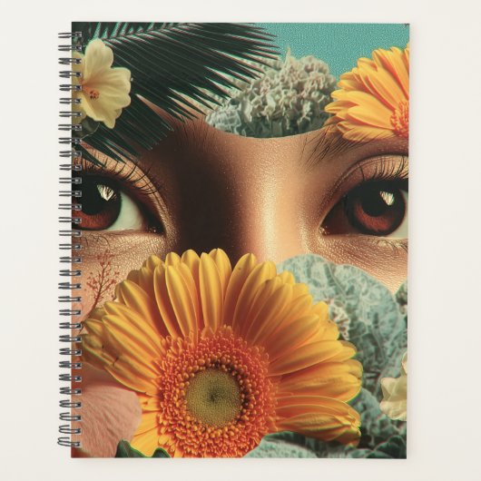 Yeux surréalistes et fleurs avec papillons (Devant)