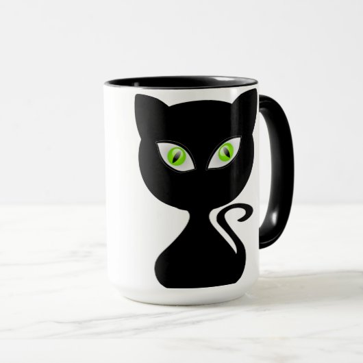 Yeux verts de conception de Coffe de tasse de chat (Devant droit)