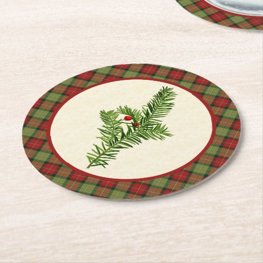  Yew Rustige kerstcadeau Ronde Kartonnen Onderzetter (Gebogen)