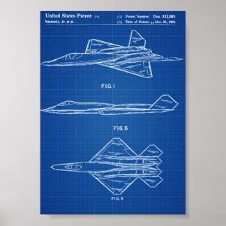 YF-23 Vliegtuigoctrooi — blauwdruk Poster