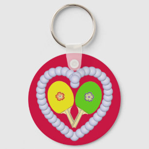 YG Ping Pong Flower Heart Sleutelhanger