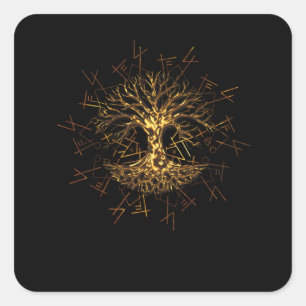 Ygdrasil World Ash Tree Of Life Pagan Vierkante Sticker