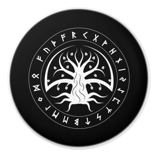 Yggdrasil Circle draait keramische knop (Voorkant)