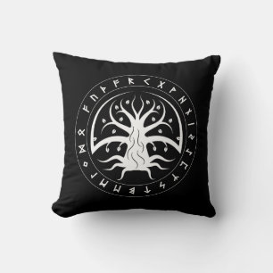 Yggdrasil Cirkel Runen Worp Kussens