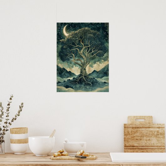 Yggdrasil Norse Samhain Halloween Nordic Poster (Keuken)