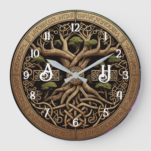 Yggdrasil Viking Tree of Life Large Clock Grote Klok (Voorkant)