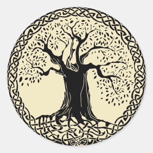 Yggdrasil Wikinger Baum Midgard Odhin Ronde Sticker (Voorkant)