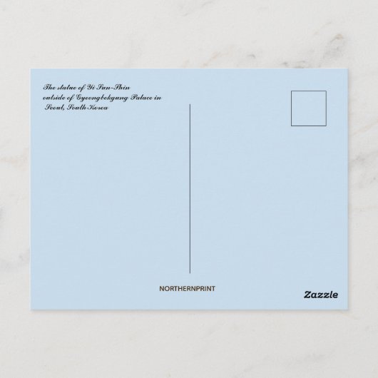 Yi Sun-Shin Standbeeld Zuid-Korea Briefkaart (Achterkant)