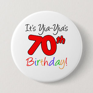 Yia-Yia's 70e mijlpaal Button van de Birthday Part