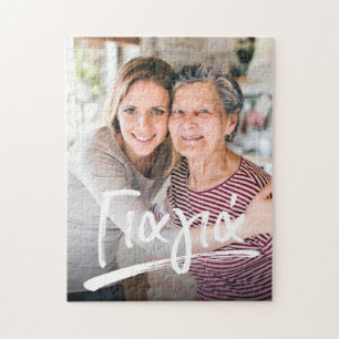 Yiayia Griekse grootmoeder foto Jigzaag Puzzle Legpuzzel