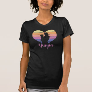 Yiayia - Moeder en kind Retro Heart Silhouette T-shirt