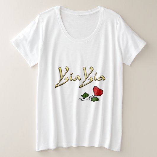 YiaYia Roos Grote Maat T-shirt (Design voorkant)