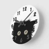 Yikes Black Cat Clock Ronde Klok (Hoek)