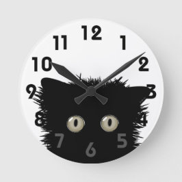 Yikes Black Cat Clock Ronde Klok