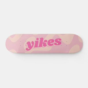 Yikes Pastel Pink Groovy Modern Typografie Skateboard