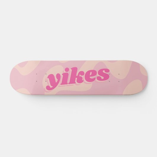 Yikes Pastel Pink Groovy Modern Typografie Skateboard (Horizontaal)