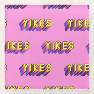Yikes Words: Roze behang. Glazen Onderzetter