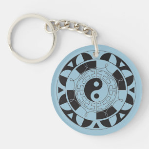 Yin and Yang Asian Symbol Round Sleutelhanger
