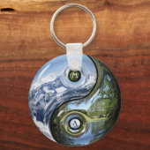 Yin en Yang als planeet Aarde met je monogram Sleutelhanger (Voorkant)