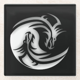 Yin en Yang Asian Dragons Glazen Onderzetter