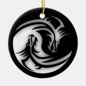 Yin en Yang Asian Dragons Keramisch Ornament (Voorkant)