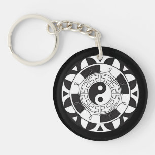 Yin en Yang Aziatisch Symbool Dubbelzijdig Sleutel Sleutelhanger