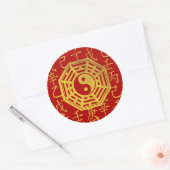 Yin en Yang, bagua en feng shui hieroglyphs Ronde Sticker (Envelop)