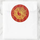Yin en Yang, bagua en feng shui hieroglyphs Ronde Sticker (Tas)