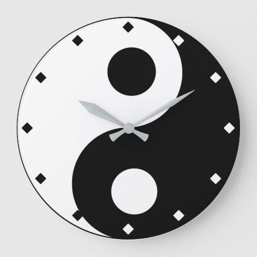 Yin en Yang Black en White Grote Klok (Voorkant)